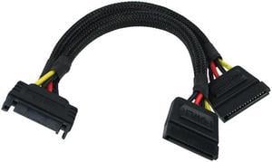 Phobya 5-Pin SATA Power to 2x 5-Pin SATA Splitter Cable - 15cm | Black (87286)