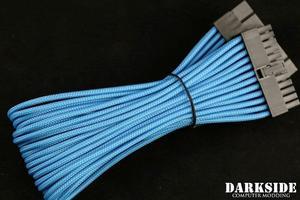 Darkside 24-Pin ATX 12" (30cm) HSL Single Braid Extension Cable - Aqua Blue UV (DS-0695)