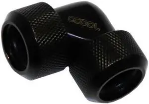 Alphacool Eiszapfen 16mm HardTube Compression Fitting Dual 90° L-Connector For Plexi - Brass Tubes - Knurled - Deep Black (17446)