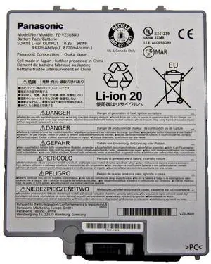 FZ-VZSU88U 94Wh Replacement Battery for Panasonic Toughbook G1/Toughpad FZ-G1 - 10.8V 9300mAh Li-ion - 18.5 Hour Runtime - 9-Cell Long-Life Battery