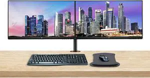 HP V27i 27 Inch FHD IPS LED-Backlit LCD 2-Pack Monitor Bundle with HDMI, Blue Light Filter, Dual Monitor Stand, MK270 Wireless Keyboard and Mouse, Gel Pad