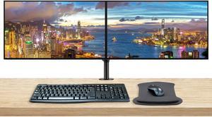 HP Z27u G3 27 Inch 2560 x 1440 QHD IPS LED-Backlit 2-Pack Monitor Bundle with Blue Light Filter, HDMI, DisplayPort, USB Type-C, MK270 Wireless Keyboard and Mouse, Gel Mouse Pad, Dual Monitor Stand
