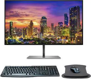 HP Z27q G3 27 Inch 2560 x 1440 QHD IPS LED-Backlit LCD Monitor Bundle with Blue Light Filter, HDMI, DisplayPort, Gel Mouse Pad, and MK270 Wireless Keyboard and Mouse Combo