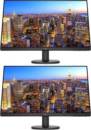 HP P27v G4 27 Inch IPS LED Backlit Monitor 2-Pack Bundle with FHD 1920 x 1080, Blue Light Filter, HDMI, VGA
