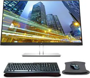 HP EliteDisplay E27q G4 27 Inch QHD QHD IPS LED-Backlit LCD Monitor Bundle with HDMI, Blue Light Filter, MK270 Wireless Keyboard and Mouse Combo, Gel Pads