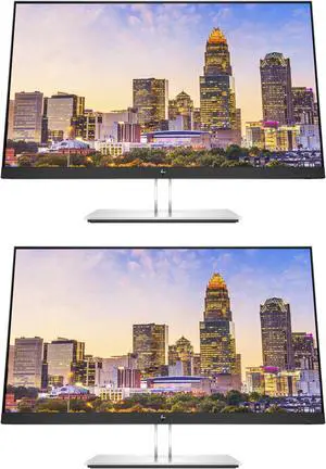 HP EliteDisplay E27 G4 27 Inch IPS LED Backlit Monitor 2-Pack Bundle with FHD 1920 x 1080, Blue Light Filter, HDMI, VGA, DisplayPort
