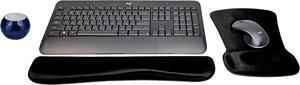 Logitech MK540 Advanced Wireless Keyboard & Mouse Combo Travel Home Office Active Lifestyle Must-Have Modern Bundle with Mini Glam Portable Wireless Bluetooth Speaker, Gel Wrist Pad & Gel Mouse Pad