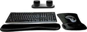 Logitech MK270 Wireless Keyboard & Mouse Combo Active Lifestyle Travel Home Office Modern Bundle with Set of 2 Pro Portable Wireless Bluetooth Speakers, Charging Tray, Gel Wrist Pad & Gel Mouse Pad