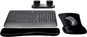 Logitech MK540 Advanced Wireless Keyboard & Mouse Combo Travel Home Office Modern Bundle with Set of 2 Pro Portable Wireless Bluetooth Speakers, Charging Tray, Gel Wrist Pad & Gel Mouse Pad