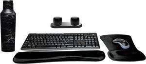 Logitech MK270 Wireless Keyboard & Mouse Combo Travel Home Office Modern Bundle with Set of 2 Pro Portable Wireless Bluetooth Speakers, Charging Tray, Gel Wrist Pad, Gel Mouse Pad & 20 oz. Canteen