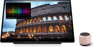 HP E14 FHD (1920x1080) Portable Monitor Travel Bundle with USB Type-C and Micro Bluetooth Speaker with Professional Sound, Built-in Microphone and Remote Shutter for Selfies