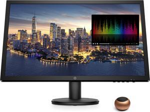 HP V24 FHD 1920x1080 Monitor Bundle with HDMI, FreeSync, Low Blue Light, and Mini Bluetooth Speaker for Professional Sound, Built-in Microphone and Remote Shutter for Photos