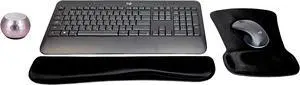Logitech MK540 Advanced Wireless Keyboard & Mouse Combo Travel Home Office Active Lifestyle Must-Have Modern Bundle with Mini Glam Portable Wireless Bluetooth Speaker, Gel Wrist Pad & Gel Mouse Pad
