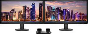 HP V24 FHD 1920x1080 Monitor 2 Pack Bundle with HDMI, FreeSync, Low Blue Light, and 2 Bluetooth Speakers for Professional Sound, Built-in Microphone and Remote Shutter for Photos