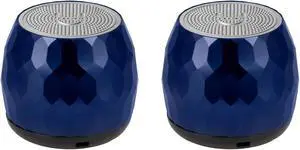 Fashionit U Speakers Micro Bluetooth Computer Speaker 2-Pack Bundle with Matching Speaker, Built-In Mic & Selfie Remote Control, for Workspace, Desktop, Laptop, Mobile, Tablet, PC - Glam Midnight Blue