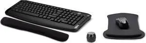 HP Wireless Keyboard & Mouse 300 PC Accessories Bundle with Gel Mouse & Wrist Pads, & Micro Bluetooth Speaker with Professional Sound, Built-in Mic & Remote Selfie Button - Glam Black