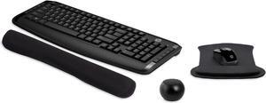 HP Wireless Keyboard & Mouse 300 PC Accessories Bundle with Gel Mouse & Wrist Pads, & Mini Bluetooth Speaker with Professional Sound, Built-in Mic & Remote Selfie Button - Black