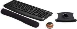 HP Wireless Keyboard & Mouse 300 PC Accessories Bundle with Gel Mouse & Wrist Pads, & Mini Bluetooth Speaker with Professional Sound, Built-in Mic & Remote Selfie Button - Rose Gold