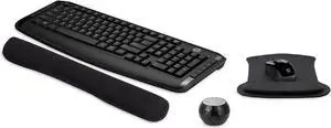 HP Wireless Keyboard & Mouse 300 PC Accessories Bundle with Gel Mouse & Wrist Pads, & Mini Bluetooth Speaker with Professional Sound, Built-in Mic & Remote Selfie Button - Glam Black