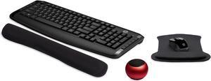 HP Wireless Keyboard & Mouse 300 PC Accessories Bundle with Gel Mouse & Wrist Pads, & Mini Bluetooth Speaker with Professional Sound, Built-in Mic & Remote Selfie Button - Red