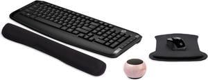 HP Wireless Keyboard  Mouse 300 PC Accessories Bundle with Gel Mouse  Wrist Pads  Mini Bluetooth Speaker with Professional Sound Builtin Mic  Remote Selfie Button  Pink Marble