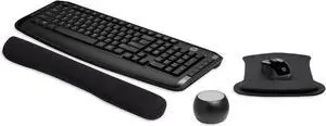 HP Wireless Keyboard & Mouse 300 PC Accessories Bundle with Gel Mouse & Wrist Pads, & Boost Bluetooth Speaker with Professional Sound, Built-in Mic & Remote Selfie Button - Black