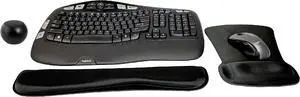 Logitech MK670 Comfort Wave Wireless Keyboard & Mouse Combo Home Office Active Lifestyle Must-Have Modern Bundle with Mini Portable Wireless Bluetooth Speaker, Gel Wrist Pad & Gel Mouse Pad