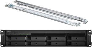 Synology RackStation RS1221RP+ NAS Server with Ryzen 2.2GHz CPU, 32GB Memory, 8TB SSD Storage, 4 x 1GbE LAN Ports, Redundant Power, DSM Operating System Bundle with Rail kit