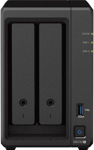 Synology DiskStation DS723+ NAS Server with Ryzen 2.6GHz CPU, 32GB Memory, 2TB SSD Storage, 1TB M.2 NVMe SSD, 2 x 1GbE LAN Ports, DSM Operating System