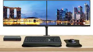 Lenovo ThinkVision E24 1920 x 1080 LED FHD LCD Monitor, 2-Pack Bundle with HDMI, VGA, Speakers, DisplayPort, Dual Monitor Stand, ThinkPad USB-C Dock, MK540 Wireless Keyboard & Mouse, Mouse & Wrist Pad