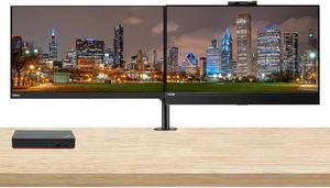 Lenovo ThinkVision T27hv 27-inch 2560 x 1440 LED QHD LCD, 2-Pack Bundle with T27h, HDMI, DisplayPort, USB-C, USB Hub, Webcam, Speaker, Microphone, Dual Monitor Stand, ThinkPad Universal USB-C Dock
