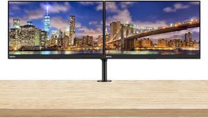 Lenovo ThinkVision T22i 22-inch 1920 x 1080 LED Backlit Full HD Widescreen LCD Monitor, 2-Pack Bundle with HDMI, VGA, DisplayPort, USB Hub, Desk Mount Dual Monitor Stand