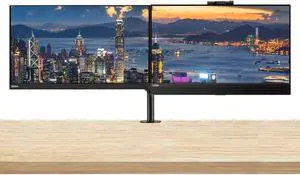 Lenovo ThinkVision T27hv 27-inch 2560 x 1440 LED QHD Widescreen LCD, 2-Pack Bundle with T27h, HDMI, VGA, DisplayPort, USB-C, USB Hub, Webcam, Speaker, Microphone, Desk Mount Dual Monitor Stand