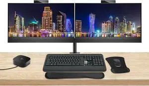 HP EliteDisplay E24mv G4 24-inch FHD Conferencing Monitor, 2-Pack Bundle with HP E24 G5, HDMI, DisplayPort, Camera, Speaker, Stand, USB-C Dock, MK540 Wireless Keyboard & Mouse, Gel Mouse & Wrist Pad