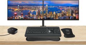 HP EliteDisplay E24q G5 24 Quad HD 2560 x 1440 LED-Backlit LCD IPS Monitor, 2-Pack Bundle with HDMI, DisplayPort, Dual Monitor Stand, USB-C Dock, MK540 Wireless Keyboard & Mouse, Mouse & Wrist Pad