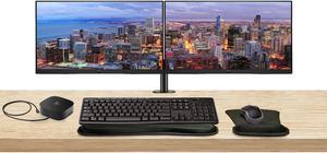 HP P22 G5 22-inch 1920 x 1080 Full HD Edge LED LCD Monitor, 2-Pack Bundle with HDMI, VGA, and DisplayPort, Dual Monitor Stand, USB-C Dock, MK270 Wireless Keyboard & Mouse, Gel Mouse & Wrist Pad
