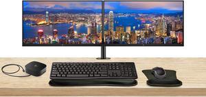 HP EliteDisplay E22 G5 22-inch Full HD LED-Backlit LCD IPS Monitor, 2-Pack Bundle with HDMI, DisplayPort, Dual Monitor Stand, USB-C Dock, MK270 Wireless Keyboard & Mouse, Gel Mouse & Wrist Pad