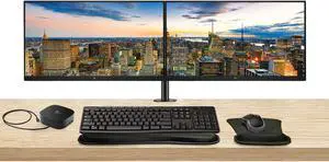HP EliteDisplay E24t G5 Full HD LED-Backlit LCD IPS Advanced In-Cell Touch Monitor, 2-Pack Bundle with HDMI, DisplayPort, Dual Monitor Stand, USB-C Dock, MK270 Wireless Keyboard/Mouse, Mouse/Wrist Pad