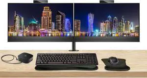 HP EliteDisplay E24mv G4 24-inch FHD Conferencing Monitor, 2-Pack Bundle, HP E24 G5, HDMI, DisplayPort, Camera, Speaker, Stand, USB-C Dock, MK270 Wireless Keyboard & Mouse, Gel Mouse & Wrist Pad