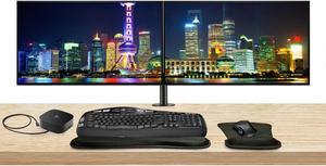 HP Z27q G3 27-inch Quad HD 2560 x 1440 LED-Backlit LCD IPS Monitor, 2-Pack Bundle with HDMI, DisplayPort, Dual Monitor Stand, HP USB-C Dock, MK670 Wireless Keyboard & Mouse, Gel Mouse & Wrist Pad