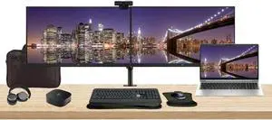 HP EliteBook 655 G10 15.6" Ryzen 5, 16GB RAM, 512GB SSD, Windows 11 Pro Notebook Bundle with 2 x EliteDisplay E27 27" Monitors, Dual Stand, USB-C Dock, Keyboard and Mouse, Webcam, Headphones, Bag
