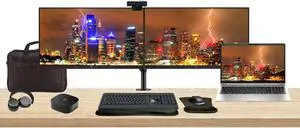 HP EliteBook 655 G10 15.6" Ryzen 7, 16GB RAM, 512GB SSD, Windows 11 Pro Notebook Bundle with 2 x EliteDisplay E24 24" Monitors, Dual Stand, USB-C Dock, Keyboard and Mouse, Webcam, Headphones, Bag