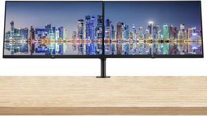 HP P32u G5 32 inch 2560 x 1440 QHD Edge LED LCD Monitor, 2-Pack Bundle with Built-in Speakers, HDMI, USB-C, USB Hub, and Display Port with Desk Mount Dual Monitor Stand