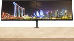 HP V27i G5 27 inch 1920 x 1080 LED Backlit Full HD LCD Monitor, 2-Pack Bundle with HDMI, VGA, and Display Port, Desk Mount Dual Monitor Stand