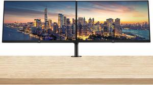 HP P22 G5 22-inch 1920 x 1080 Full HD Edge LED LCD Monitor, 2-Pack Bundle with HDMI, VGA, and Display Port with Desk Mount Dual Monitor Stand