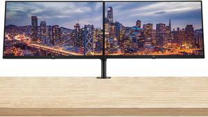HP EliteDisplay E27 G5 27 inch Full HD LED-Backlit LCD IPS Monitor, 2-Pack Bundle with HDMI, USB Hub, Display Port and Desk Mount Dual Monitor Stand