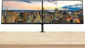 HP EliteDisplay E27k G5 27 inch 4K Ultra HD LCD IPS Monitor, 2-Pack Bundle with Full Dock, HDMI, USB-C, Ethernet, Display Port with Built-in Speakers and Desk Mount Dual Monitor Stand
