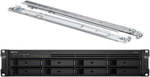 Synology RackStation RS1221RP+ NAS Server with Ryzen 2.2GHz CPU, 32GB Memory, 160TB HDD Storage, 4 x 1GbE LAN Ports, Redundant Power, DSM Operating System Bundle with Rail kit