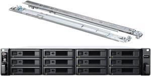 Synology RackStation RS2423RP+ NAS Server with Ryzen 3.35GHz CPU, 32GB Memory, 120TB HDD Storage, 10GbE LAN Ports, Redundant Power, DSM Operating System Bundle with Rail kit