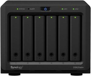 Synology DiskStation DS620slim NAS Server with Celeron 2.0GHz CPU, 6GB Memory, 48TB SSD Storage, 2 x 1GbE LAN Ports, DSM Operating System